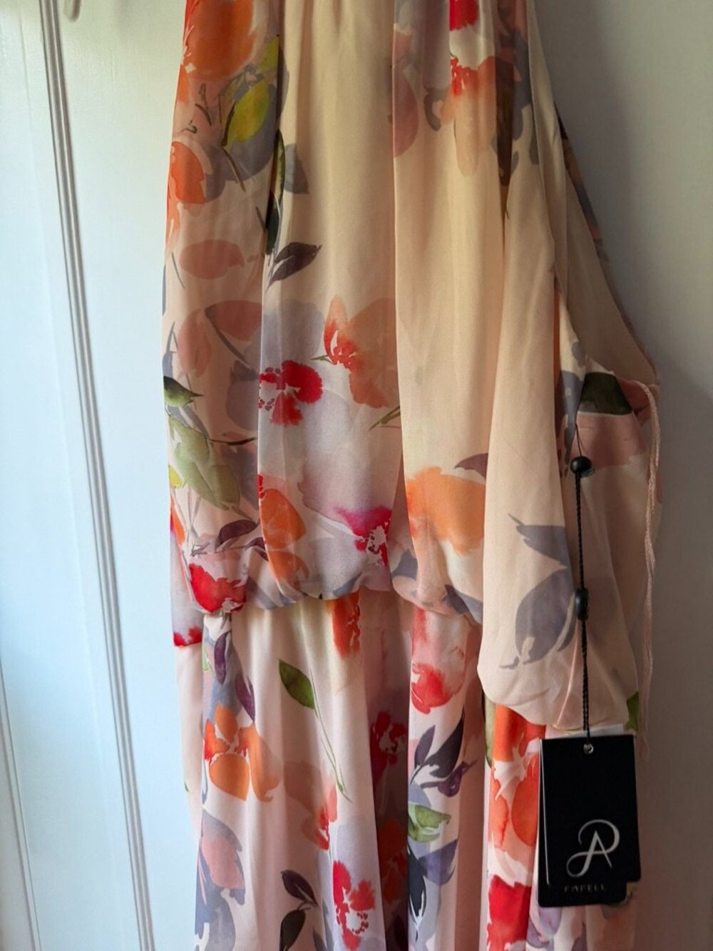 NWT Adrianna Papell Sandshell Floral Halter Chiffon Dress Size 14 - Picture 5 of 8